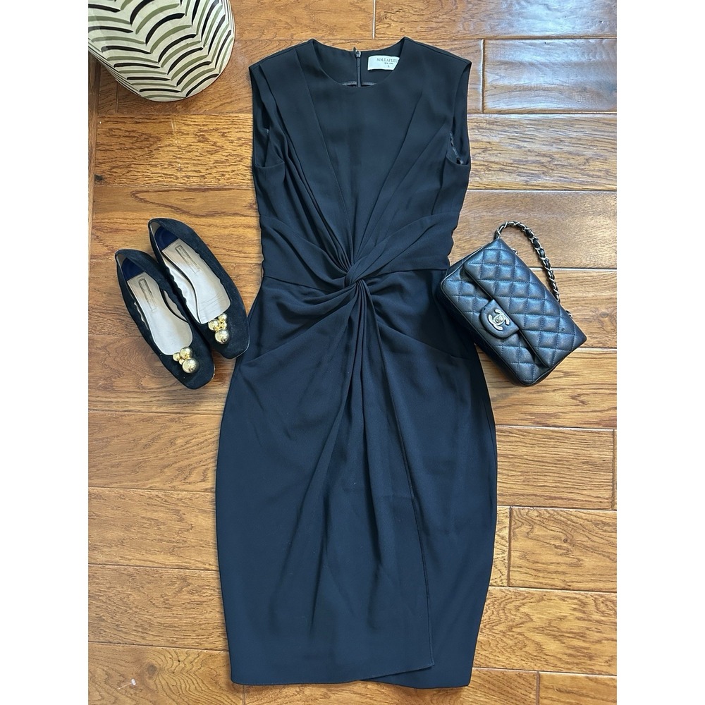 MM.LaFleur Black Twist Front Sheath Dress Size 0 Sleeveless Pockets
